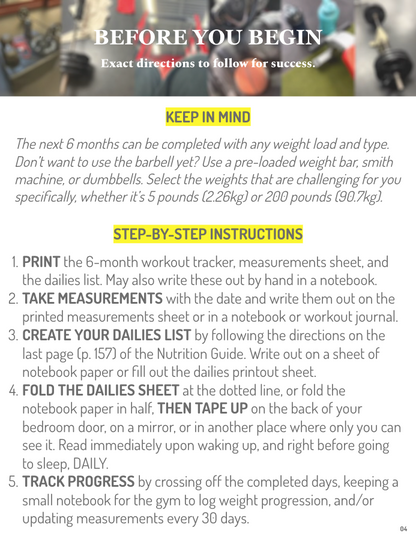 Six Month Transformation Guidebook + Complementary Cookbook & Nutrition Guide